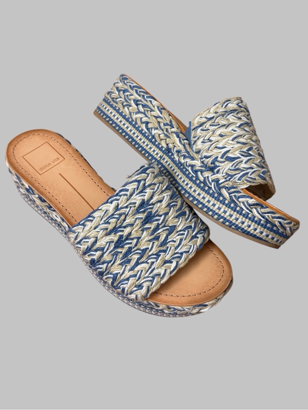 Dolce Vita Blue Multi-Woven Pazli Platform Sandals - Picture 2 of 7